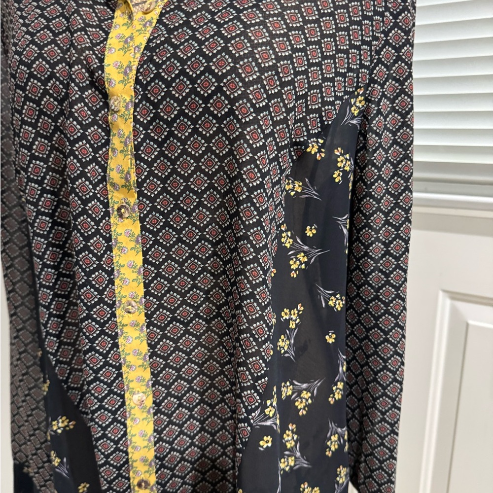 Dr2 Black And Yellow Patterned Button Down Shirt … - image 2